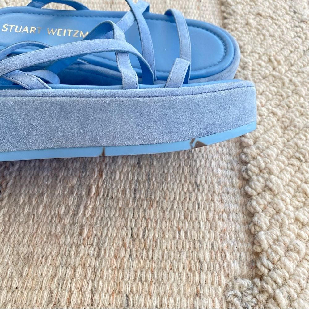 Stuart Weitzman Summerlift Platform Sandal Blue Size 7 - Picture 11 of 13